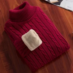 Pullover da uomo Maglione ispessito in velluto Dolcevita invernale da uomo Camicia base Camicia a maglia spessa Abbigliamento interno da uomo caldo 1