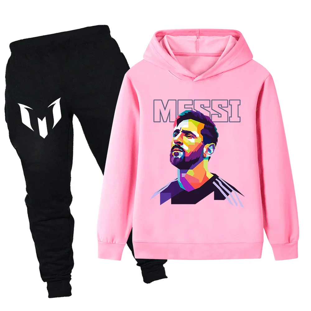 Set per bambini autunno e inverno Top + Pantaloni Completo Messi Stampa creativa Ragazzo Moda Ragazze Tuta Casual Tuta sportiva per bambini calda 4