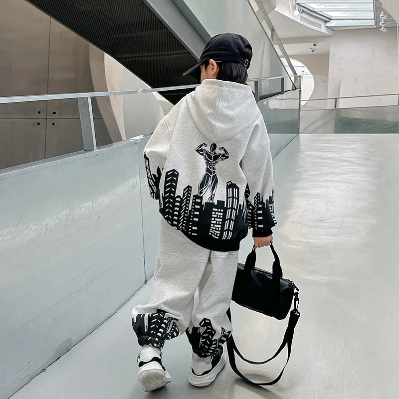 Ragazzi felpe + pantaloni cotone bambini tute sportive 2 pz/set 2023 sciolto inverno autunno scuola Plus Size abiti bambini set 1