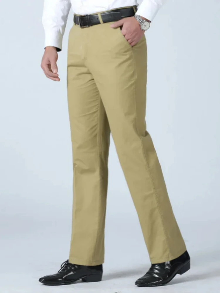 Pantaloni da abito sottili estivi da uomo Casual Autunno spesso 100% cotone Pantaloni elasticizzati classici alla moda da lavoro Abiti di marca maschile GOZBKF 1