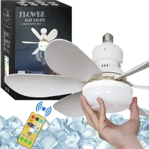Ventilatore da soffitto LED 40W E27 con telecomando per attenuazione, adatto per soggiorno, studio, uso domestico, 85-265V 1