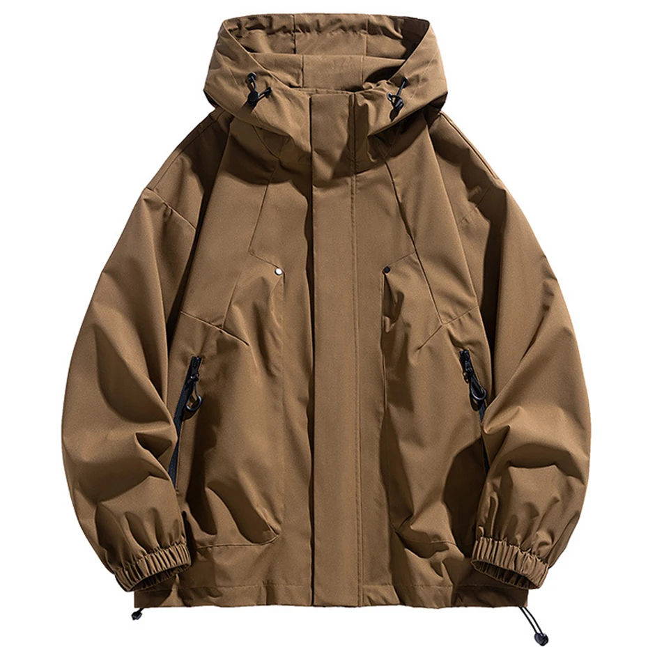 Giacche da uomo taglie forti 8XL Giacca a vento con cappuccio Giacche impermeabili antivento nere larghe casual Taglia grande 7XL 2