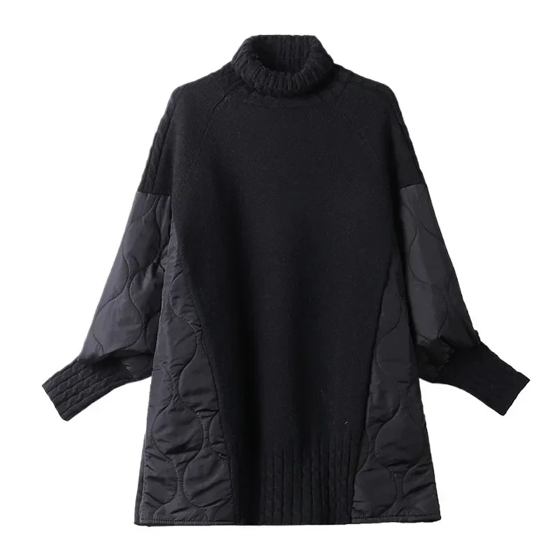 Maglione ispessito di media lunghezza da donna autunno/inverno nuovo stile polo taglie forti/collo tartaruga caldo top in maglia a maniche lunghe alla moda 5