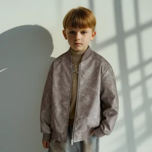 Giacca in pelle per ragazzi per adolescenti Elegante motociclista Cappotto per bambini fresco Autunno Trendy Casual Versatile Capispalla per bambini scolastici 10 12 13 anni 1