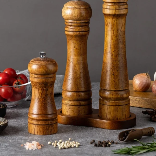 5/8/10 pollici in legno sale pepe smerigliatrice mulino shaker rotore utensile da cucina spezie condimento gadget accessorio cucina articoli essenziali 3