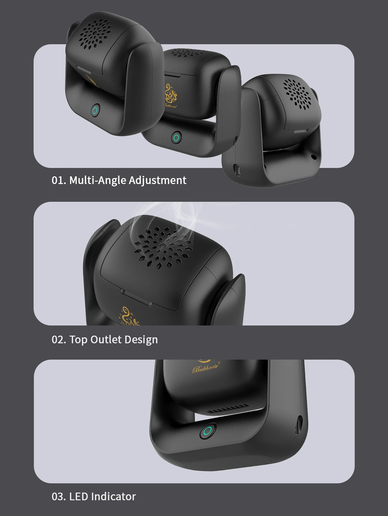 Bruciatore di incenso elettronico girevole Nuova macchina per aromi rotativi Incensiere arabo di alta qualità Set regalo ricaricabile tramite USB 6