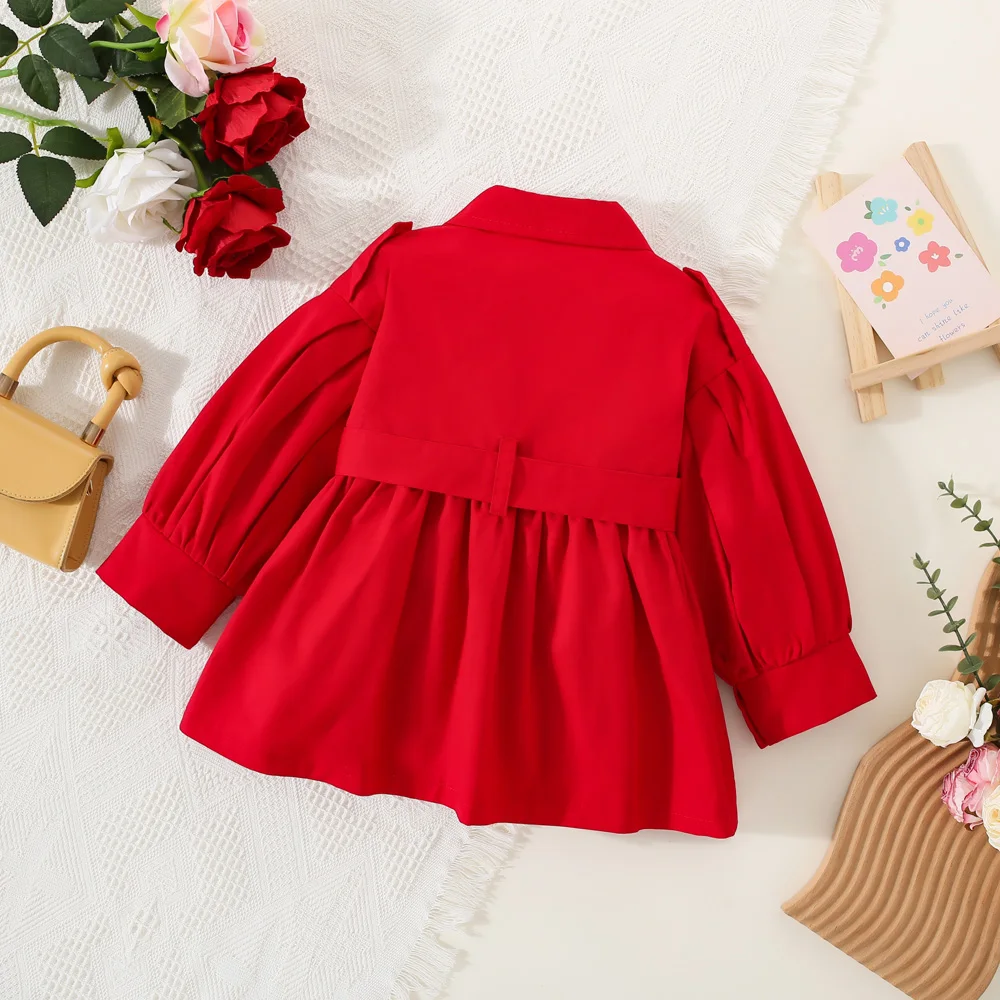 Trench per ragazza bambini primavera carino giacca lunga 2024 nuovi bambini kaki capispalla Casual bambino kaki moda giacca a vento muslimah 4