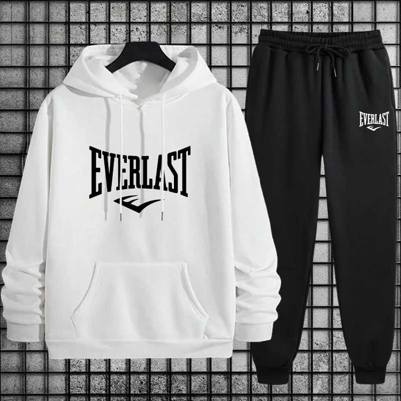 2025 Felpa con cappuccio per abbigliamento sportivo da uomo nuovo arrivo e pantaloni sportivi neri Autunno Inverno Moda casual urbana Tuta con cappuccio calda 6