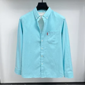 Camicia a maniche lunghe da uomo in puro colore Autunno e inverno 2025 Giacca da camicia da lavoro casual in puro cotone di facile manutenzione per uomo 1