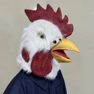 1 pezzo divertente maschera con testa di gallo con pelliccia realistica pollo animale costume in lattice feste cosplay Halloween - novità accessorio per feste 1