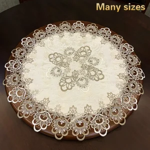 Tessuto moderno in broccato con finiture in pizzo, banchetto, festa, grande tovaglia, camera da letto, balcone, piccola tovaglia rotonda, Tapete, decorazione natalizia 1