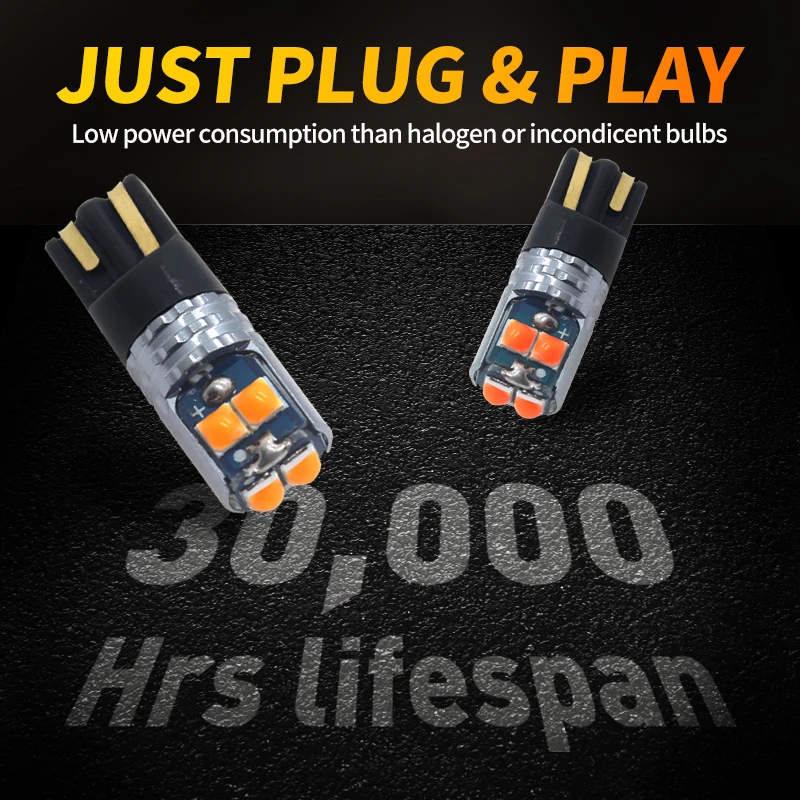 2/4/6/8/10 pezzi Canbus T10 LED super luminoso 194 168 W5W BA9S nessun errore 3030 6SMD lampada di parcheggio luce interna per auto ambra giallo bianco 5