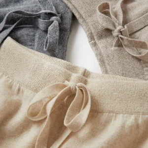 2025New Women100% lana merino lavorata a maglia pantaloni a gamba larga autunno inverno basic morbido caldo cashmere pantaloni in maglia casual stile con coulisse 1