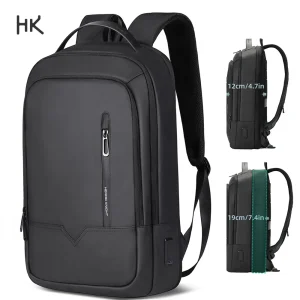 Zaino da uomo espandibile HK Zaino da viaggio impermeabile Borsa per laptop leggera da 15,6 pollici con porta USB Borse da scuola universitarie di moda 1