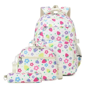 Borse da scuola per ragazza Astuccio colorato Set Zaino da scuola Borsa da libro Zaino di marca di lusso Zaino per adolescenti Bambini 1