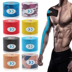 Nastri Kinesio Benda elastica Ginocchiere Nastri Kinesiologia Cuscinetti di supporto Bloccaggio Sport Benda autoadesiva Venda Kinesiotape 1