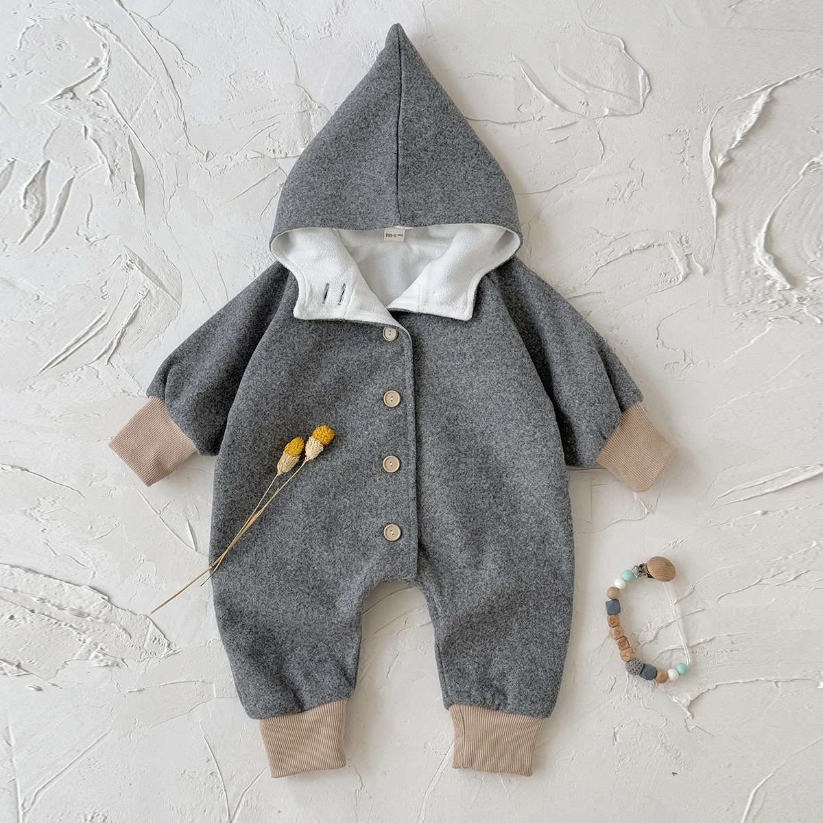 Inverno Neonato Ragazzi Ragazze Jumpsuite Carino Arcobaleno Stampato Manica Lunga con Cappuccio Bambino Pagliaccetti Onepiece Morbido Quotidiano Bambino Abbigliamento 2