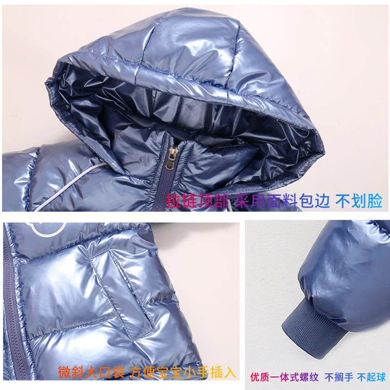 Inverno Nuove Ragazze Dei Ragazzi Giacca Spessa Orso Del Fodera Antivegetativa Lucida Più Velluto Tenere Al Caldo Tuta Da Neve Con Cappuccio Per 2-6 Anni 6