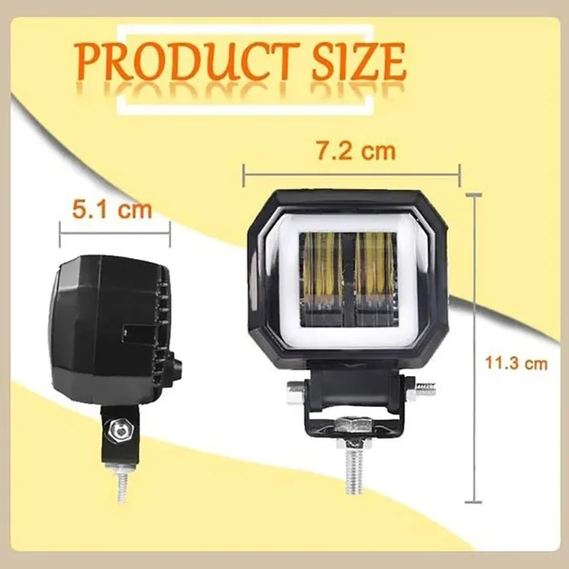 Luci per moto led Square Angel Eyes Fari ausiliari per moto Fendinebbia Luci a led aggiuntive Accessori per moto 6