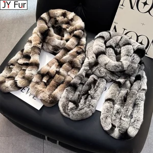 Vendita calda stile lungo vera vera pelliccia di coniglio Rex sciarpa invernale lavorata a maglia pelliccia di coniglio Rex sciarpe ad anello donne silenziatori di pelliccia di coniglio Rex 1