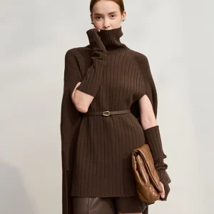 AMII Maglione da donna 2025 Inverno Nuovo moderno dolcevita lungo pullover maglione lavorato a maglia solido versatile mantello da donna 12554034 1