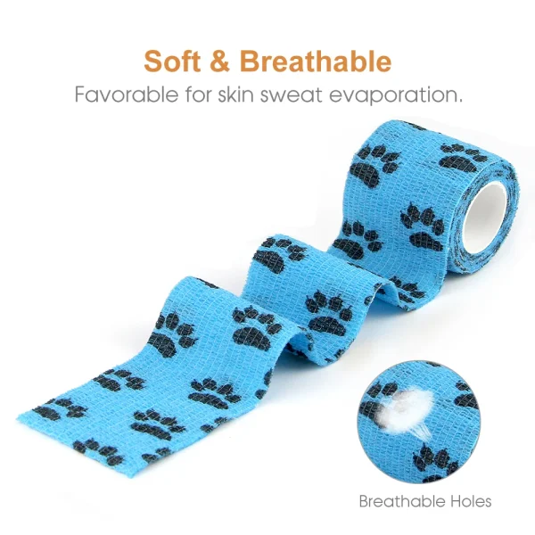 24 rotoli Vet Wrap Benda elastica per animali domestici Benda autoadesiva per cane Gatto Cavallo Nastro sportivo autoadesivo non tessuto per ginocchio caviglia 3