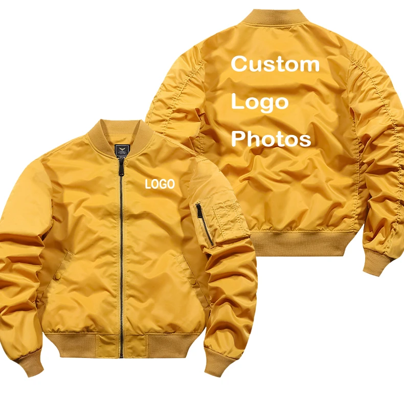 Giacca bomber da uomo con design logo personalizzato Cappotto con cerniera con stampa fai-da-te Giacca calda spessa antivento Giacca militare unisex Cappotto da volo 6