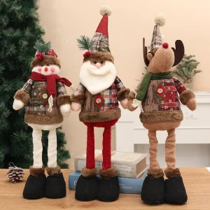 1PCS Ornamenti Di Natale Renna Pupazzo di Neve Babbo Natale In Piedi Gamba Estensibile Bambole Decorazione Di Natale Per La Casa Navidad Regalo 2026 1