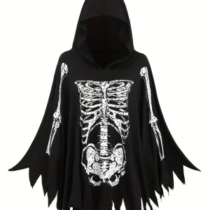 Moda europea e americana Halloween role-playing black skull ghost print plus size top da donna 1