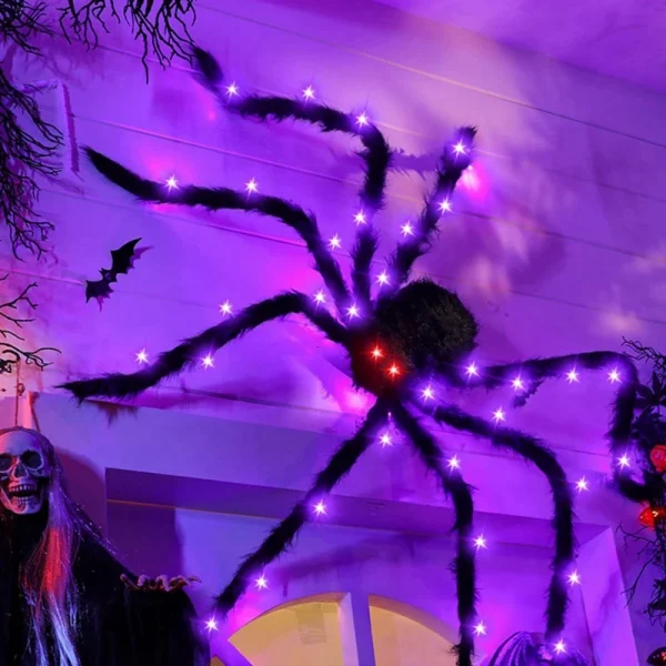 Luci del ragno di Halloween Bagliore luminoso Ragno di Halloween appeso Ragno spaventoso Casa stregata Ornamento per feste in giardino ﻿ 3