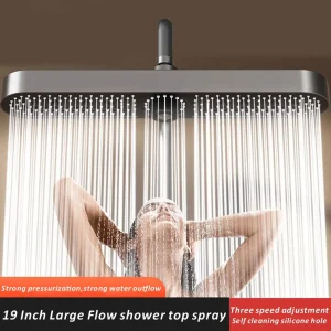 Nuovo 1pc 19 pollici ad alta pressione 3 modalità pioggia bagno di lusso soffione doccia regolabile anti-intasamento ugelli in silicone risparmio idrico 1