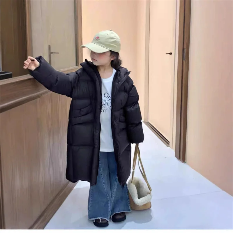 Ragazze Ragazzi Addensare Cappotto di cotone Inverno caldo per bambini Vestito da neve Kid Giacca lunga con cerniera con cappuccio Autunno Nuovo abbigliamento moda casual 2