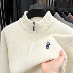 2025 Nuovo maglione spesso in pile di visone da uomo con mezza cerniera Paul maglione base lavorato a maglia da uomo mezzo collo alto alla moda 1