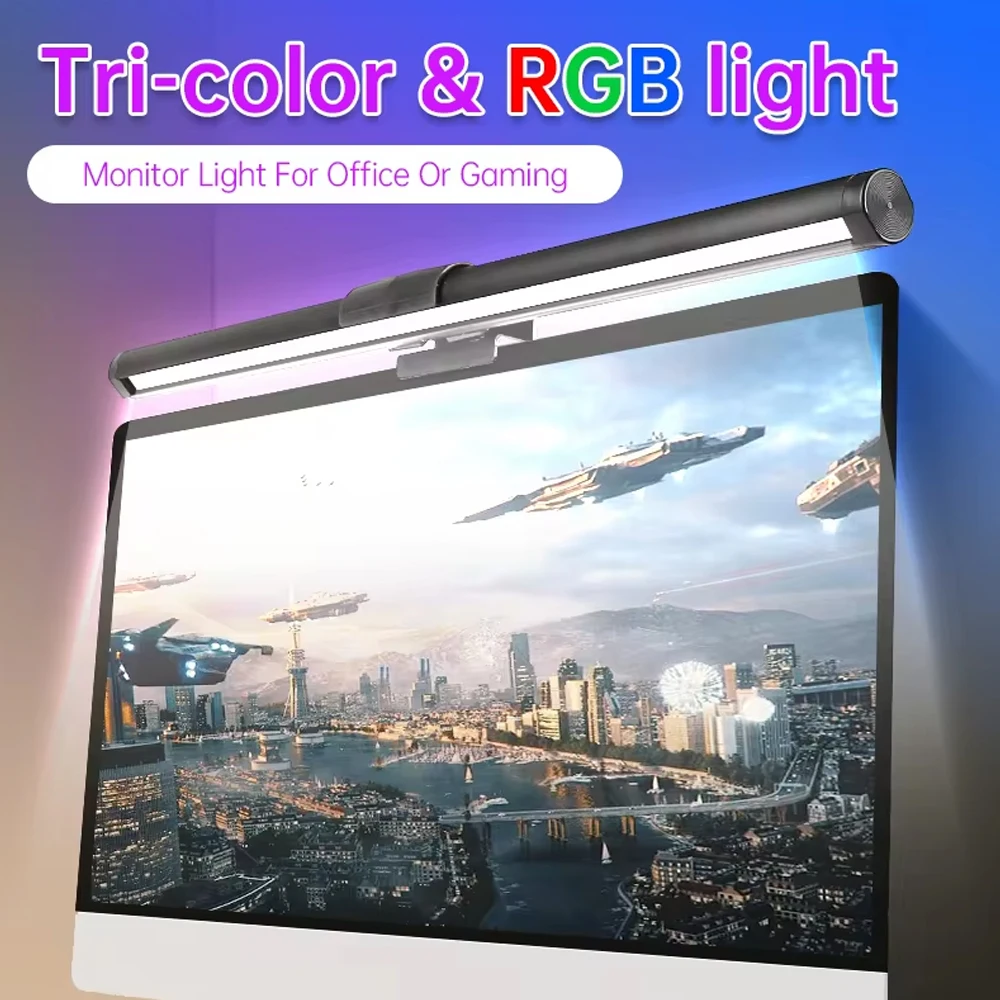 Luce per monitor a LED, barra luminosa per schermo Lampada da lavoro a LED per lettura elettronica per computer, barra luminosa dimmerabile a 3 modalità colore, lampada per monitor alimentata tramite USB 2