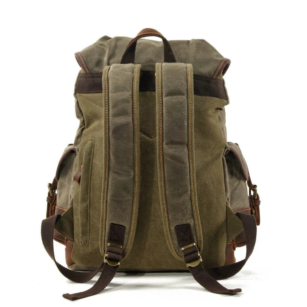 Zaini in tela vintage da uomo Zaini per laptop Zaini impermeabili Zaino vintage da viaggio per alpinismo cerato di grandi dimensioni 5