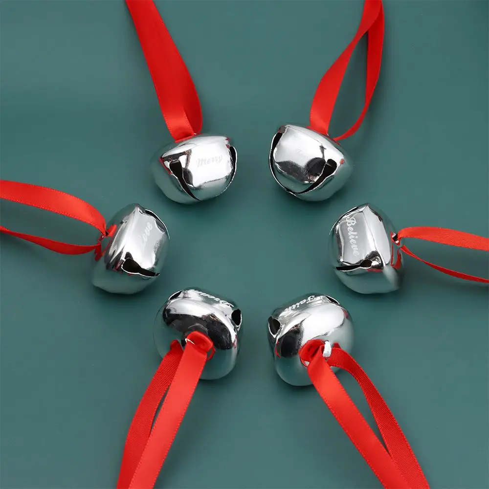 1pc 1.5 pollici Christmas Jingle Bell Ornament slith Bells Polar Express Bell Printed Believe Joy Bell Craft Christmas Tree Decor 3
