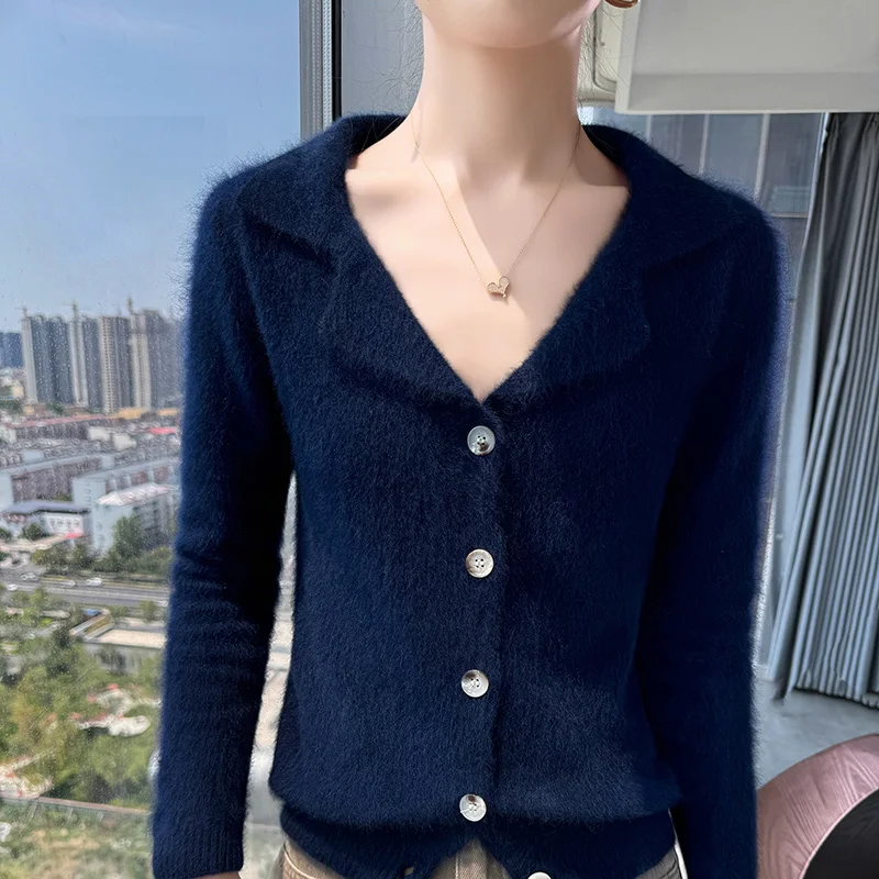 Autunno e inverno versione coreana cardigan in cashmere visone giacca moda donna temperamento colletto maglione versatile lavorato a maglia 4