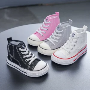 Primavera e autunno nuove scarpe di tela per bambini ragazzi scarpe bianche alte scarpe casual per ragazze scarpe genitore-figlio scarpe da tavolo 1