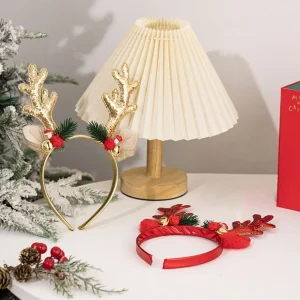 Cerchietto per capelli natalizio con corna Campana con paillettes Fascia per capelli con corna di Natale Fornitura per feste Fascia per corno di cervo rosso/oro Felice anno nuovo 1
