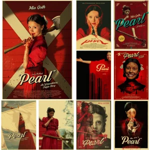 Retro Perla Poster 2022 Film horror Kraft Stampe in carta Film X Vintage Home Room Cafe Cinema Art Decorazione della parete Pittura estetica 1