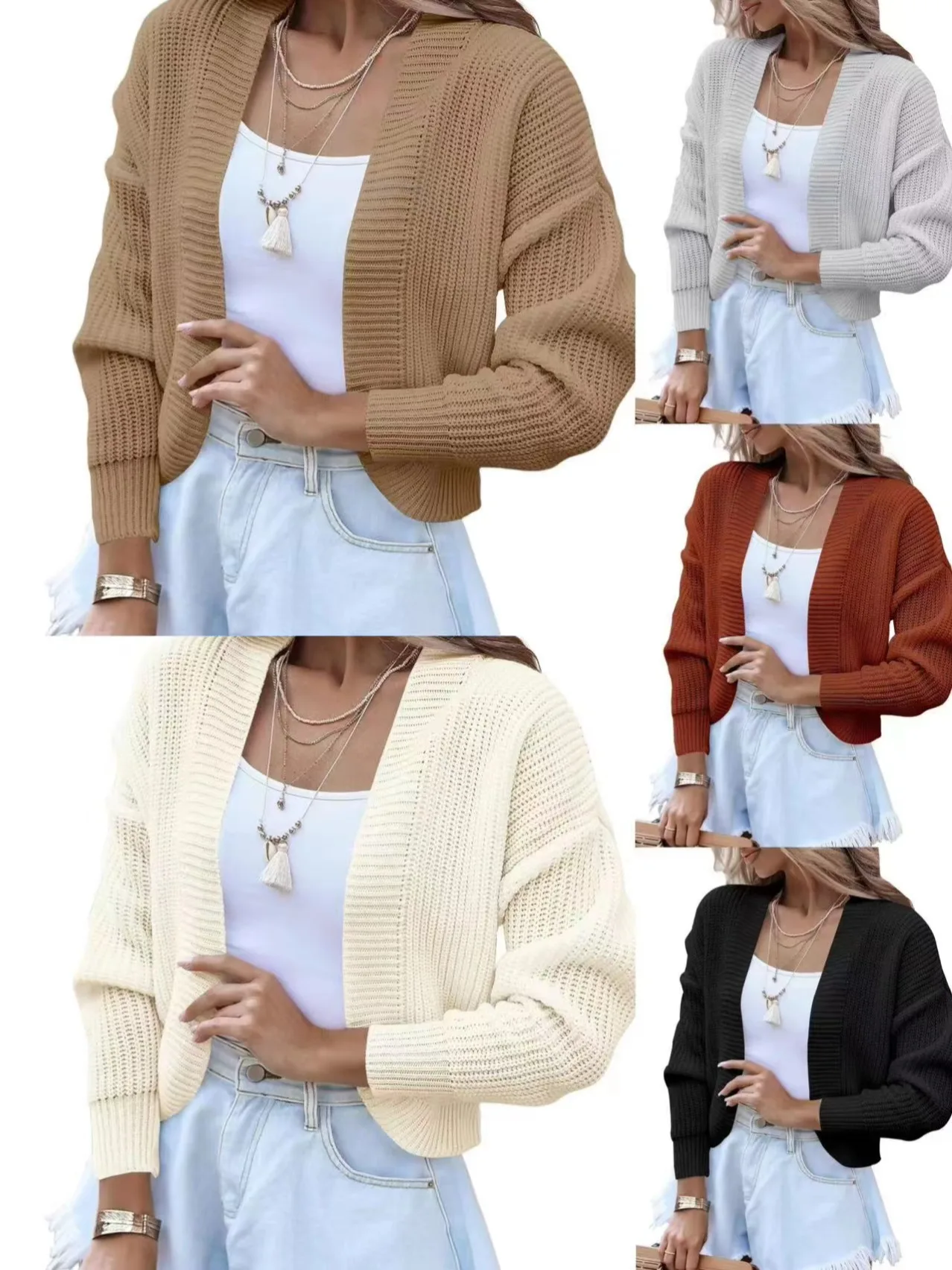 2025 coreano nuovo maglione donna corto scollo a V solido maniche lunghe cardigan lavorato a maglia giacca streetwear 2