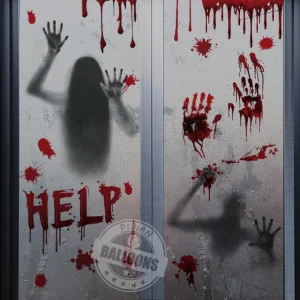 Halloween Mall Window Ghostly Horror Adesivi Decorazione per feste festive Impronte digitali nel sangue Adesivi elettrostatici Arredamento della camera 1