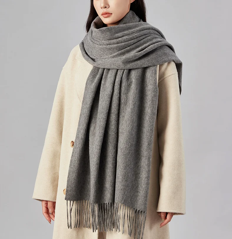 Sciarpa calda casual in tinta unita da donna invernale Scaldacollo in morbido poliestere Accessorio alla moda per la stagione fredda 4