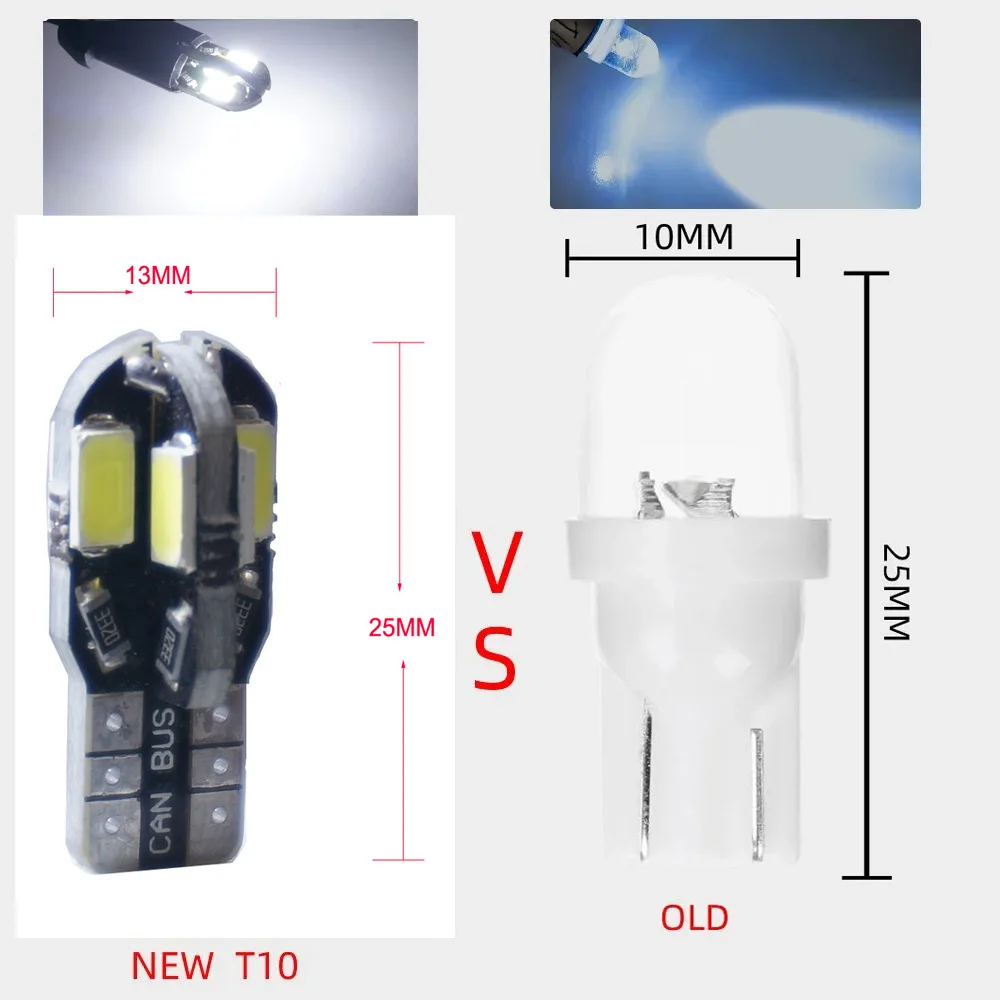 2/5/10/50/100 PCS T10 194 W5W Lampadine a LED Interni auto Cupola Mappe Portaoggetti Tronco Luci targa 12V 5630-8SMD 6000K Bianco 5