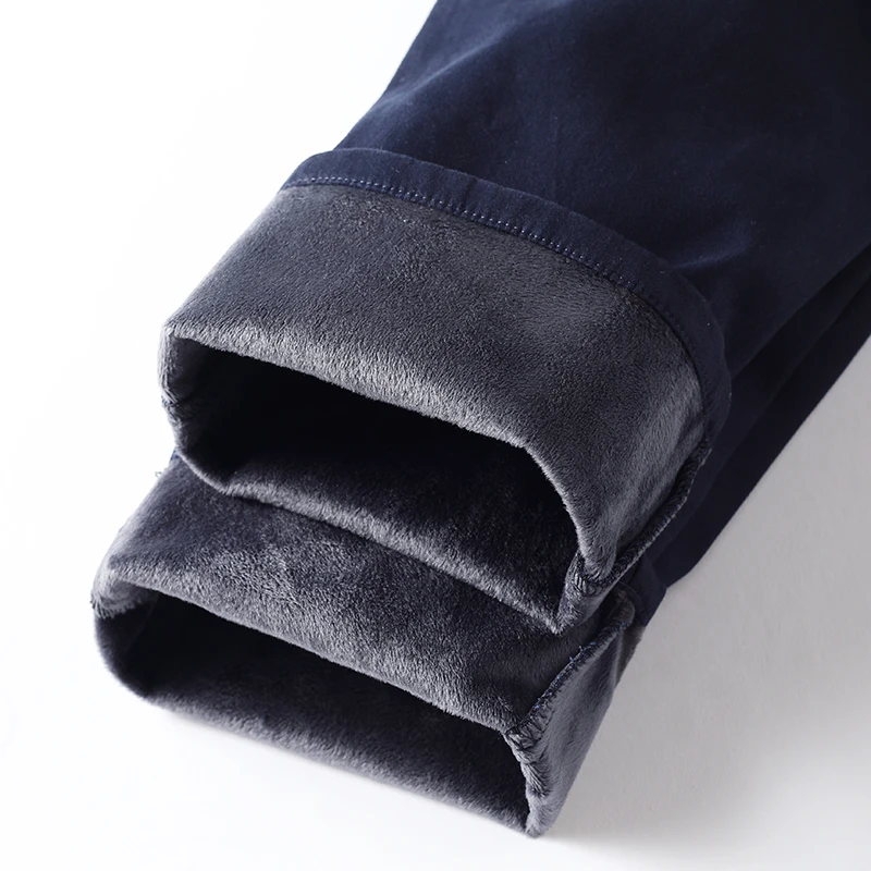 Pantaloni invernali da uomo casual stile classico da lavoro in peluche caldi pantaloni di pelliccia spessi regolari pantaloni formali dritti elastici in pile maschile 4