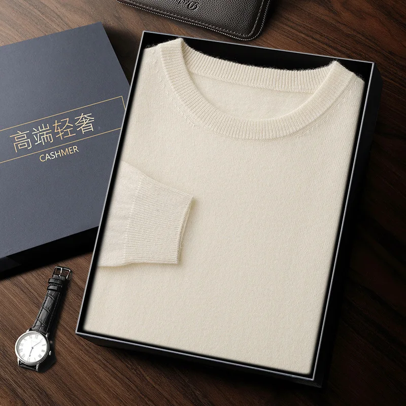 100% maglione di cashmere di capra da uomo O-Collo pullover in maglia autunno/inverno nuovo colore solido top a maniche lunghe business casual abbigliamento da uomo 2