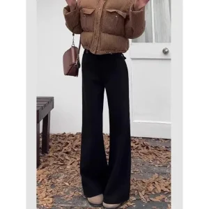 Jeans casual Pantaloni svasati a vita alta Pantaloni a gamba larga nuovo stile Donna Autunno Inverno Pantaloni jeans da donna dritti slim fit 1