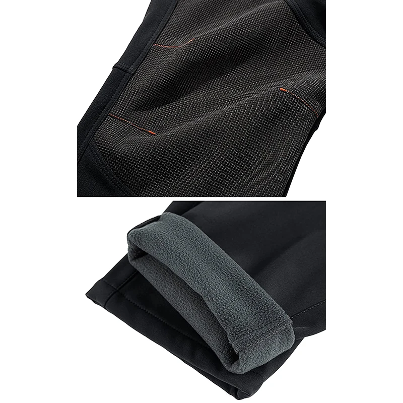 MAGCOMSEN Pantaloni in pile Pantaloni da sci da neve da uomo Pantaloni da trekking antivento con 4 tasche con cerniera Pantaloni impermeabili invernali 3