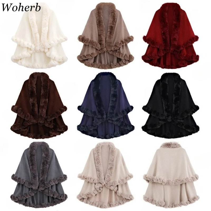 Temperamento Patchwork Pelliccia Scialle Cappotto 2025 Abbigliamento Invernale Coreano Irregolare Lavorato A Maglia Caldo Outwear Y2k Magliette E Camicette Moda Giacche Allentate 1