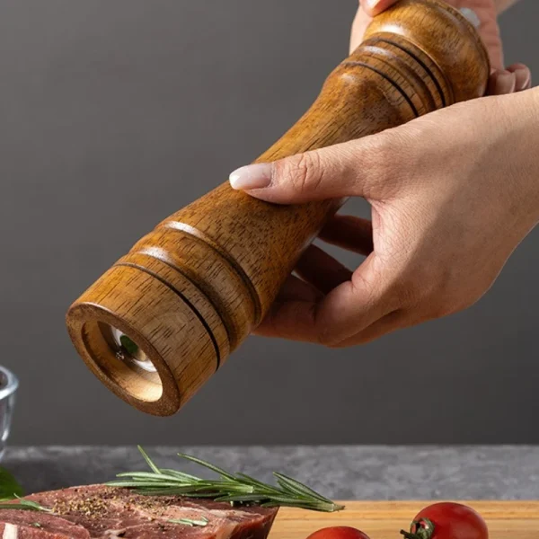 1 pz in legno sale pepe smerigliatrice mulino shaker rotore utensile da cucina spezie condimento gadget accessorio cucina articoli essenziali 10 pollici 5